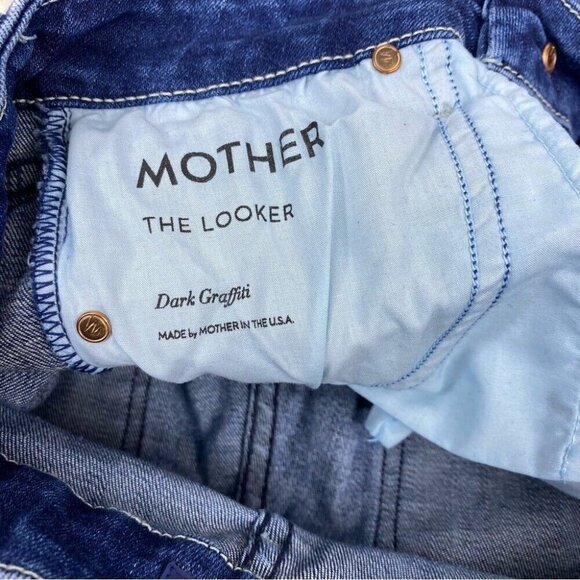 Mother Women The Looker Dark Graffiti Mid-Rise Skinny‎ Designer Jeans W24-26/L29 - Picture 7 of 15